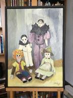 Olieverfschilderij van tafereel pierrots, Ophalen of Verzenden