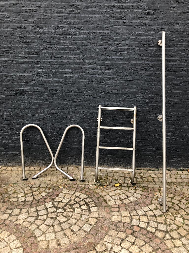 RVS zwembadtrap met beugels en leuning, Ophalen, Gebruikt, Overige typen