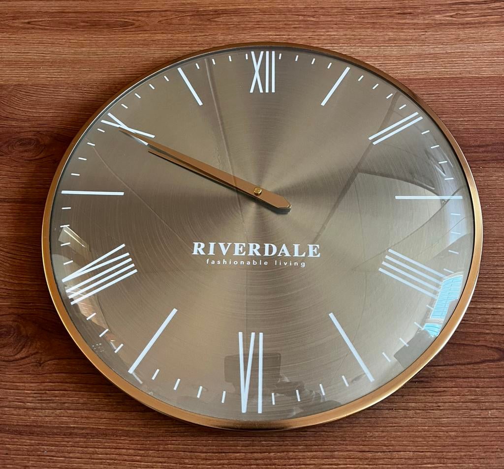 Nieuwe Riverdale klok Milena goud oester 40 cm, Ophalen of Verzenden, Nieuw, Analoog, Wandklok