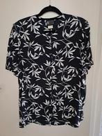 Zwart-witte blouse met bladprint, korte mouwen, L1 Fashion, Zwart, Maat 42/44 (L), Ophalen of Verzenden