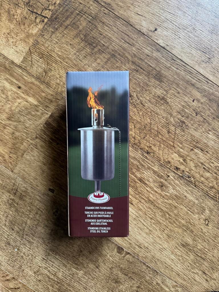 Staande rvs tuinfakkels, Tuin en Terras, Ophalen, Minder dan 50 watt, Staande lamp, Nieuw