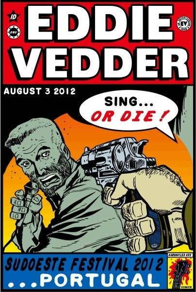 Eddie Vedder Sudoeste Festival Portugal 3-8-2012 origineel, Verzenden, Nieuw, Poster, Artwork of Schilderij
