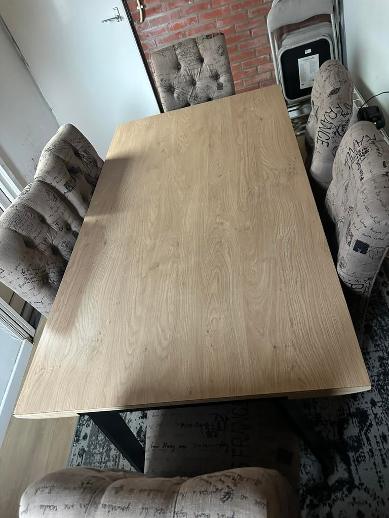 Eettafel met stoelen, Huis en Inrichting, Ophalen of Verzenden, Zo goed als nieuw, 4 tot 6 stoelen