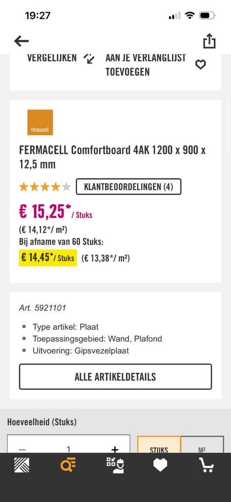 Fermacell Comfortboard gipsvezelplaten 6 stuks, Ophalen of Verzenden