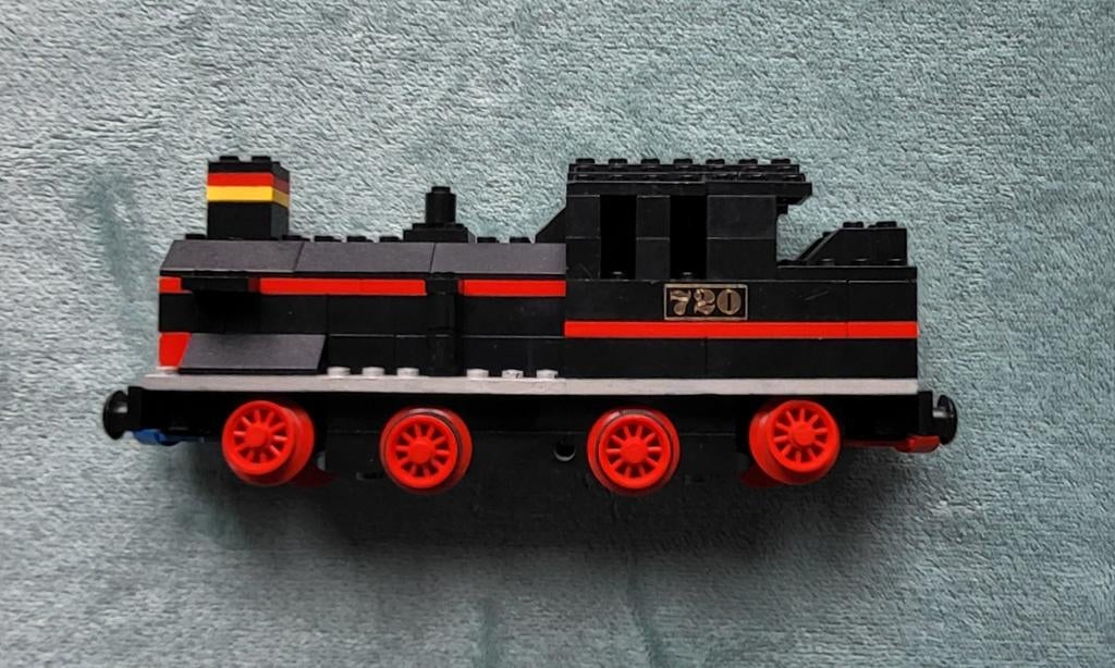 Lego trein 12 Volt blauwe rails locomotief (set 720), Gebruikt, Lego, Ophalen of Verzenden, Complete set