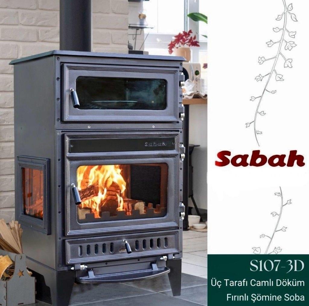 S107/3D Sabah– Drie-Raams– Houtkachel – Gietijzer– 15,87 KW, Huis en Inrichting, Kachels, Ophalen, Vrijstaand, Hout, Nieuw