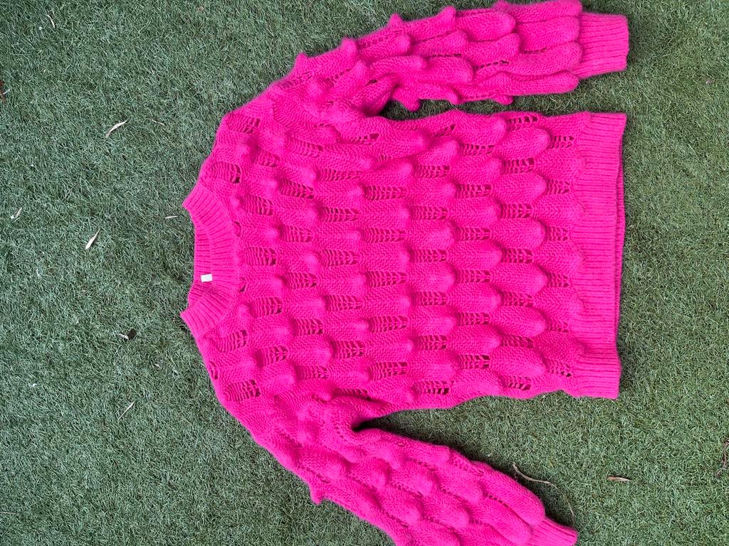 Excentrieke roze trui met unieke textuur, Kleding | Dames, Ophalen of Verzenden, Gedragen, Maat 38/40 (M), Roze