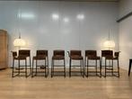QLIV Founded Stoelen 6x / Barkruk Set NP €7500, Gebruikt, Bruin, Leer, Ophalen of Verzenden