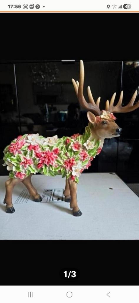 Decoratief Hert met Bloemen - Uniek Woonaccessoire, Ophalen of Verzenden, Nieuw, Dier