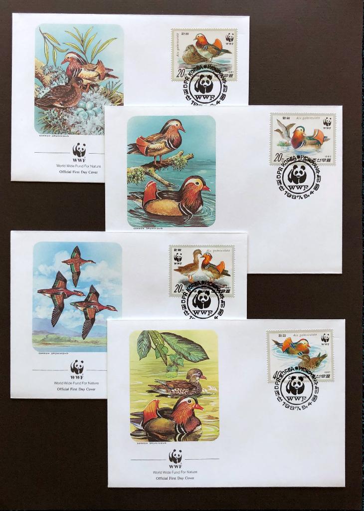 WWF WNF Noord Korea 1987 FDC Eenden Vogels, Verzenden, Onbeschreven, Rest van de wereld