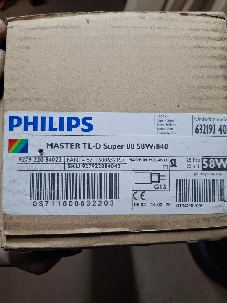 Philips MASTER TL-D Super 80 58W/840 TL buis, 60 watt of meer, Overige typen, Nieuw, Bipin of Steekvoet