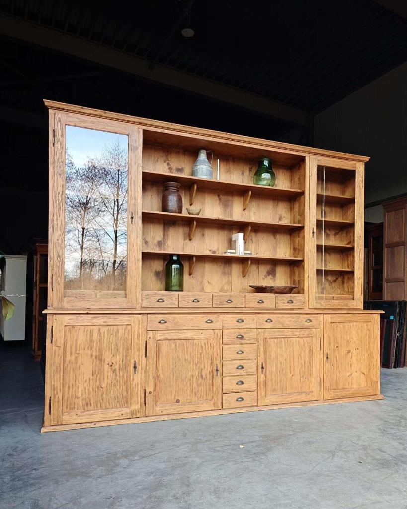 Grote antieke winkelkast | Apothekerskast grenenhout   #2697, Ophalen of Verzenden