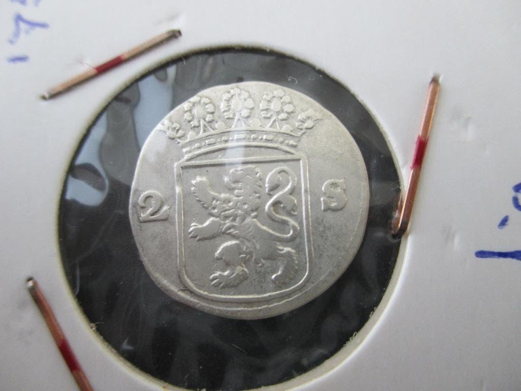 Dubbele wapenstuiver Hollandia 1755, Postzegels en Munten, Munten | Nederland, Vóór koninkrijk, Zilver, Losse munt, Overige waardes