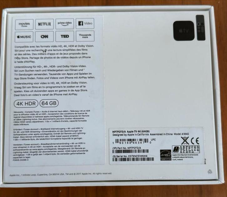 Apple TV 4K 64GB - Zo goed als nieuw met afstandsbediening, Ophalen of Verzenden, Zo goed als nieuw, HDMI, Minder dan 500 GB