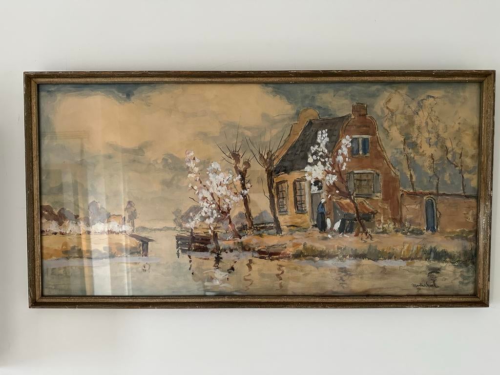 Marinus Snoeck (1889-1951) - Hollands Boerderijtafereel, Antiek en Kunst, Kunst | Schilderijen | Klassiek, Ophalen of Verzenden