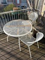 Witte tuinset met ronde tafel en 4 stoelen, 2 zitplaatsen, Overige materialen, Gebruikt, Eettafel