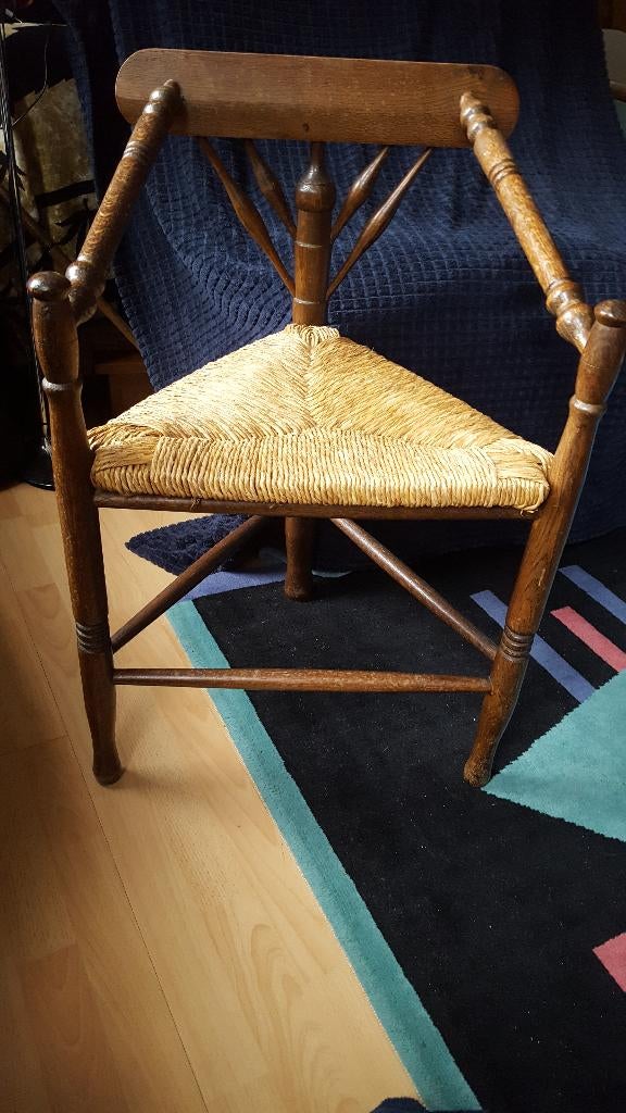 Stoel, klassiek van hout en riet, Huis en Inrichting, Stoelen, Ophalen, Gebruikt, Bruin, Hout