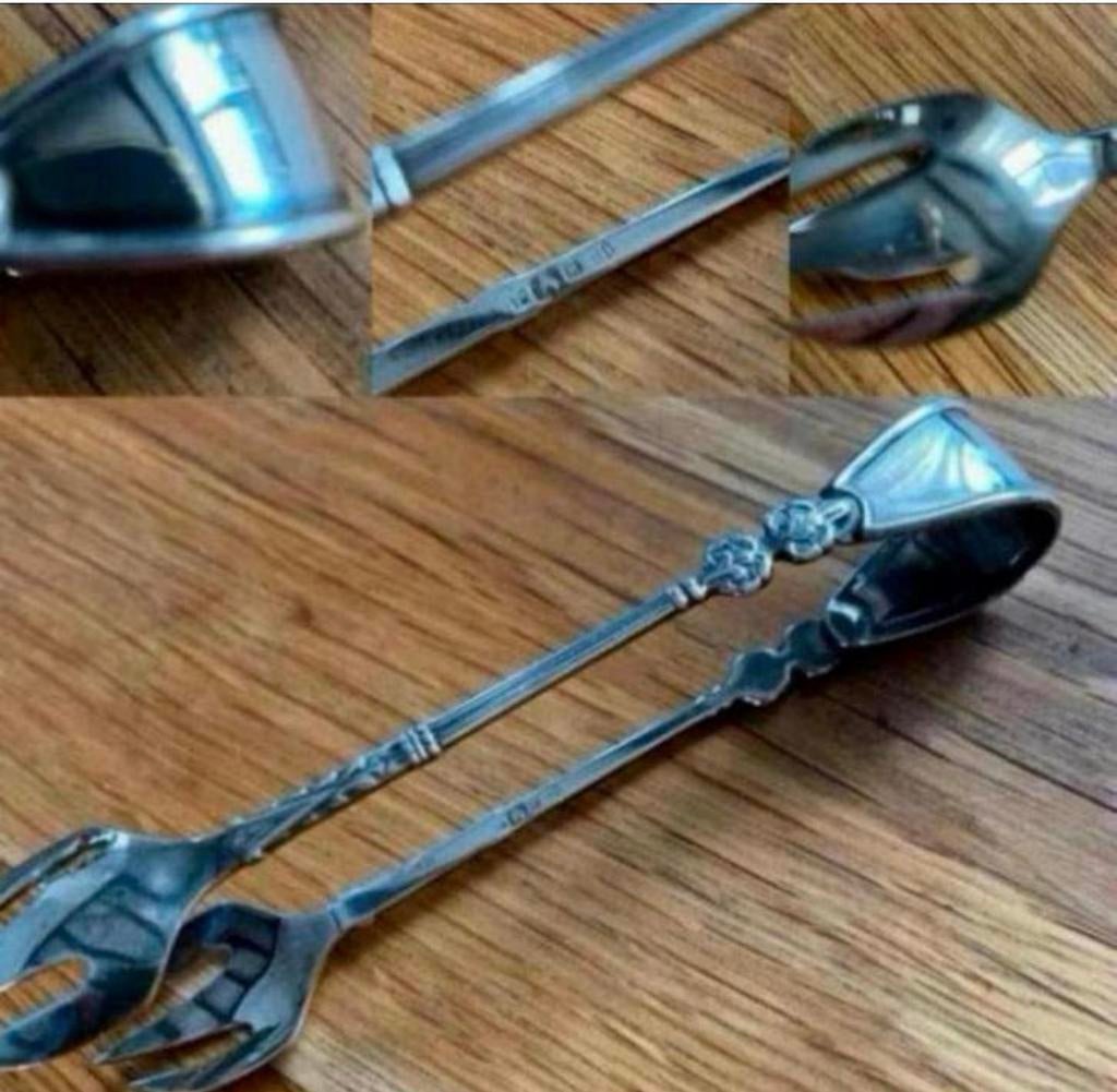 Zwaar verzilverde suiker tang Paardenkop r 90, Antiek en Kunst, Ophalen of Verzenden