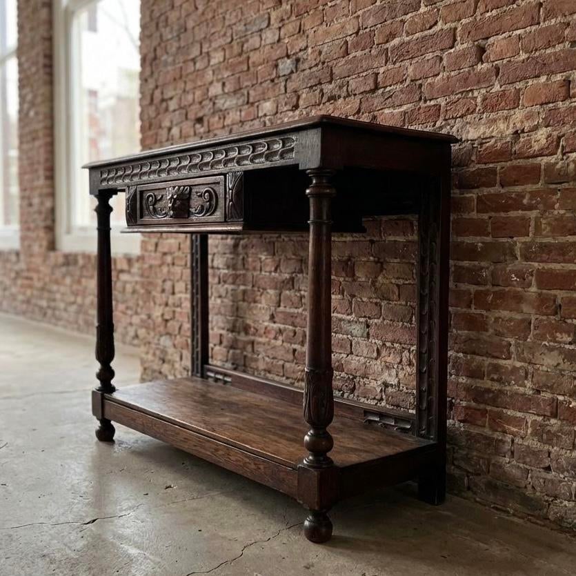 Antiek Massief Houten Sidetable, Ophalen