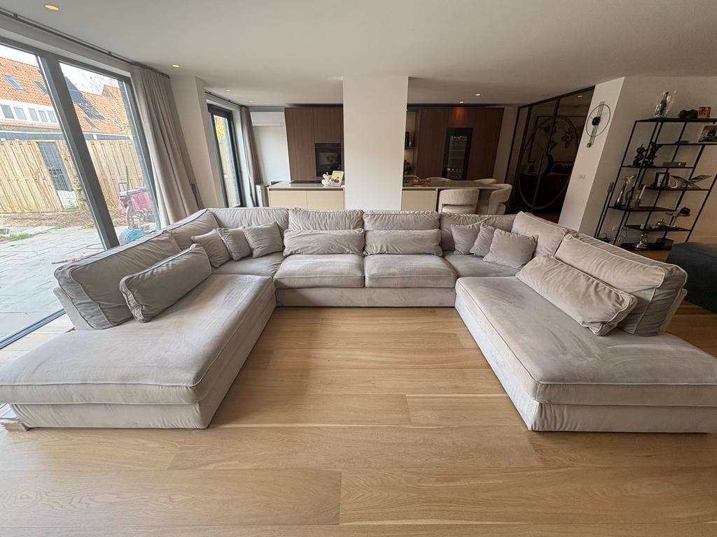 Lichtgrijze Hoekbank 2,5 x 4 x 2,5 - Gebruikt, Ophalen, Gebruikt, Stof