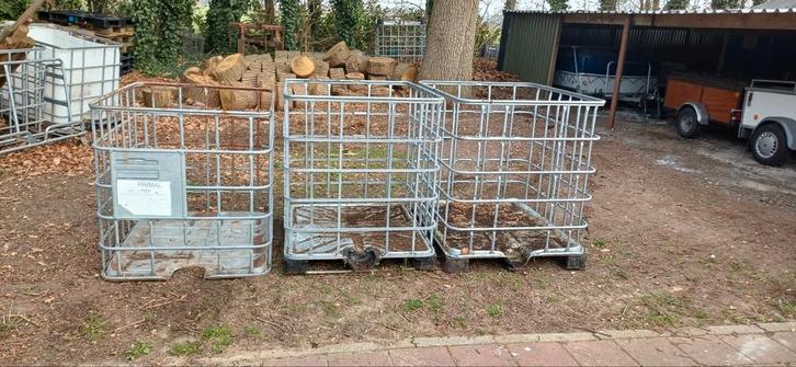 IBC-containers met metalen kooi - ideaal voor opslag, Tuin en Terras, Haardhout, Ophalen