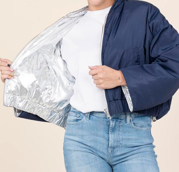 Est’seven jasje zilver / blauw maat s oversized fit, Kleding | Dames, Jassen | Zomer, Zo goed als nieuw, Maat 36 (S), Blauw, Ophalen of Verzenden