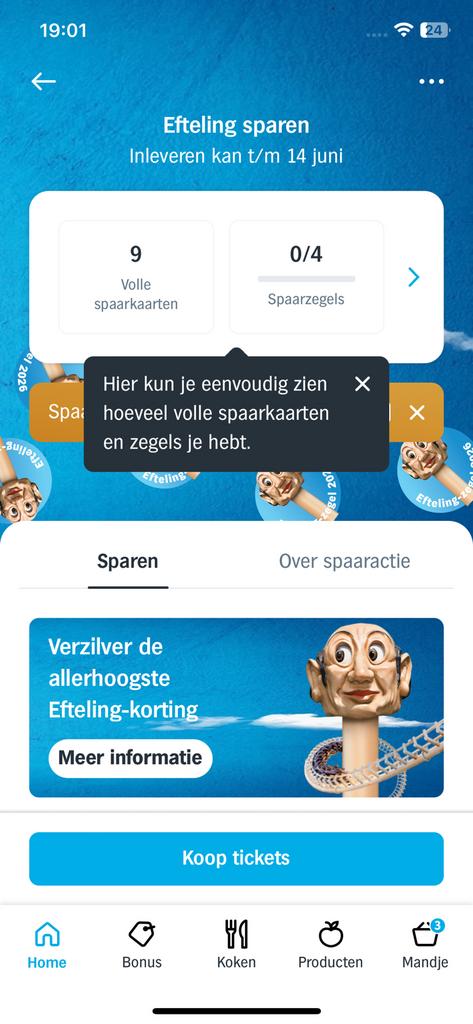Efteling spaarkaarten te ruil voor Brabantia spaarkaarten., Tickets en Kaartjes, Kortingen en Cadeaubonnen, Drie personen of meer