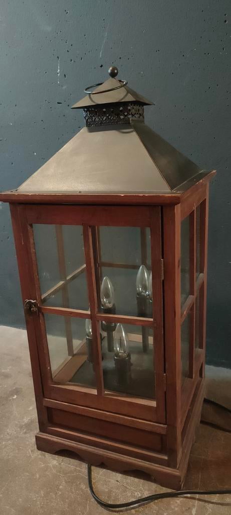 Vintage Lamp Kandelaar Sfeerlamp, Ophalen, Gebruikt, Hout, 50 tot 75 cm