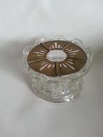 Glazen waxine licht warmhoud plaatje rond bewerkt, Ophalen, Zo goed als nieuw