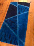 Vintage vloerkleed jaren 70, vintage design, Blauw, Zo goed als nieuw, 150 tot 200 cm, Rechthoekig