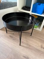 Zwarte metalen bijzettafel met rond blad, Huis en Inrichting, Tafels | Bijzettafels, Minder dan 55 cm, Gebruikt, Metaal of Aluminium