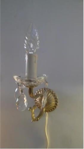 Wandlamp messing glas pegels muurlamp wand applique, Ophalen of Verzenden, Gebruikt, Glas, Klassiek