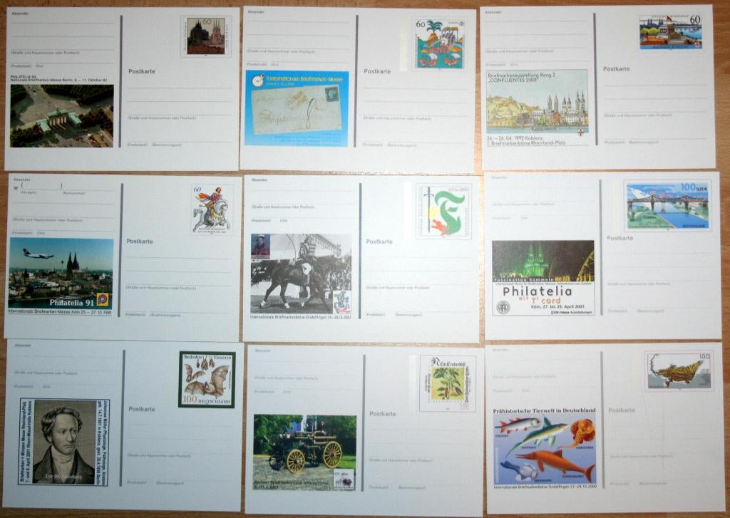 Duitsland, 45 briefkaarten en 15 enveloppen (voorgefr.), Ophalen of Verzenden, 1990 tot heden, Postfris