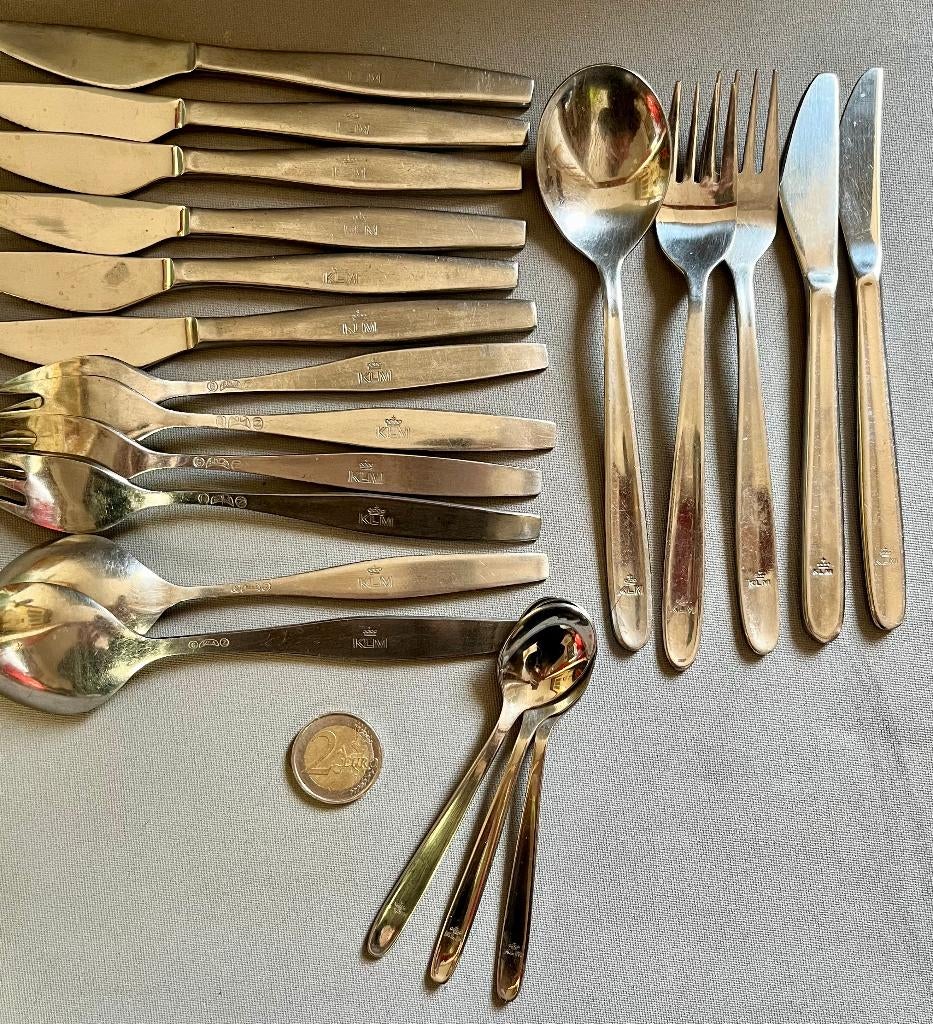 Sola KLM Vliegtuigbestek + Lepeltje Luchthaven Schiphol, Ophalen of Verzenden, Gebruikt, Overige typen