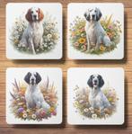 Engelse Setter Lente onderzetters met houder, Ophalen of Verzenden, Nieuw, Glas of Kopje