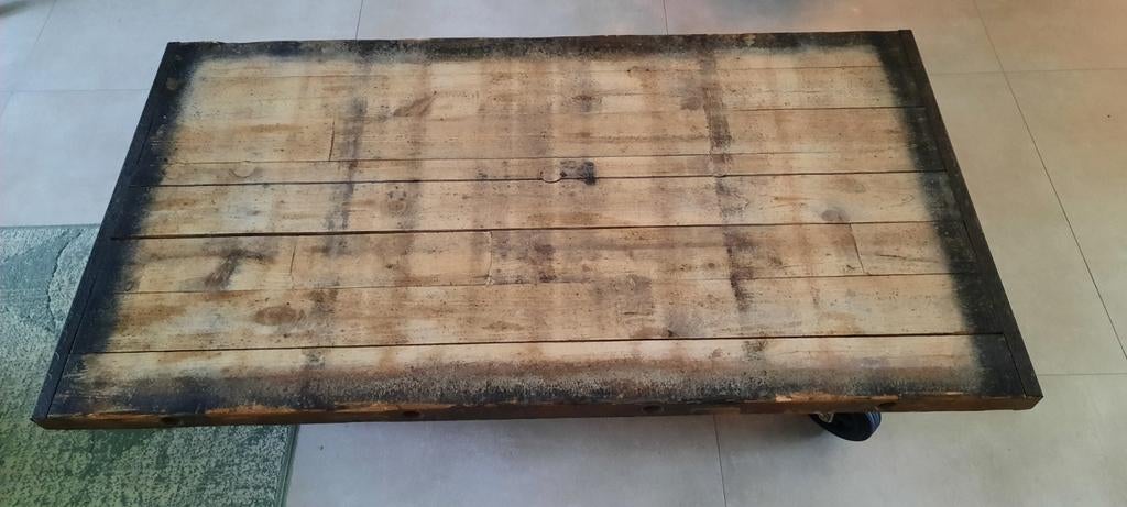 Salontafel, industriële look, Huis en Inrichting, Tafels | Salontafels, Ophalen, Gebruikt, 100 tot 150 cm, 50 tot 100 cm