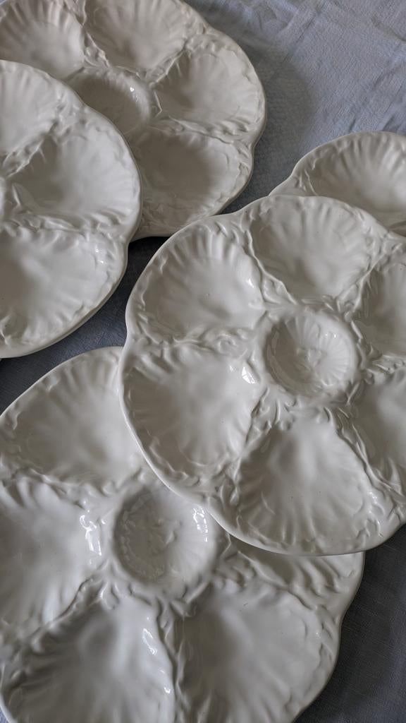 Franse Barbotine Retro Vintage oesterborden Gien, Ophalen of Verzenden, Zo goed als nieuw, Glas, Overige stijlen