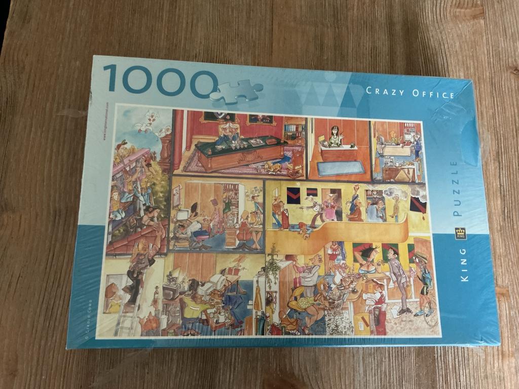 King Crazy Office Puzzel - 1000 stukjes nieuw, Ophalen of Verzenden, 500 t/m 1500 stukjes, Nieuw, Legpuzzel