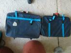 2 KLM koffers Vintage zacht materiaal blauw + kaart KLM, Wieltjes, Gebruikt, 45 tot 55 cm, Ophalen of Verzenden