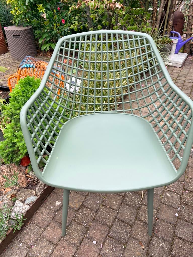 Webbing tuinstoelen groen 4x, Tuin en Terras, Ophalen, Zo goed als nieuw, Kunststof