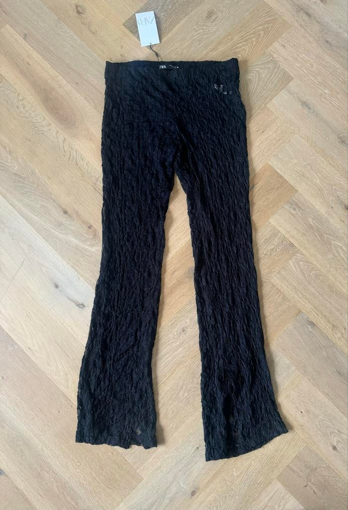 Zwarte kanten broek Zara - Maat M - nieuw met kaartje, Kleding | Dames, Broeken en Pantalons, Nieuw, Maat 38/40 (M), Zwart, Lang