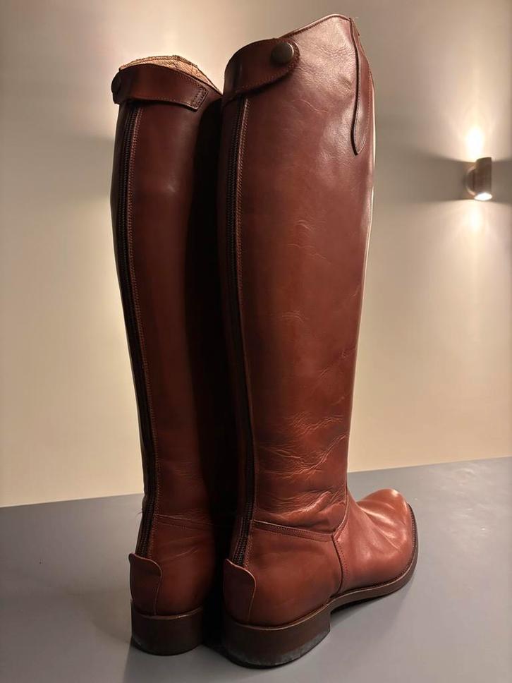 Bruine leren rijlaarzen maat 40 – handgemaakt Spanje, Kleding | Dames, Schoenen, Zo goed als nieuw, Hoge laarzen, Bruin, Ophalen of Verzenden