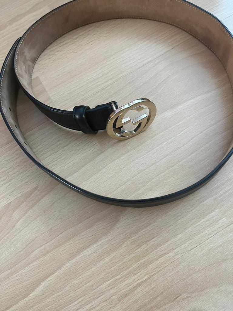 Gucci riem voor dames - Zwart leer met metalen gesp, 3 tot 5 cm, 90 tot 100 cm, Heupriem, Ophalen of Verzenden