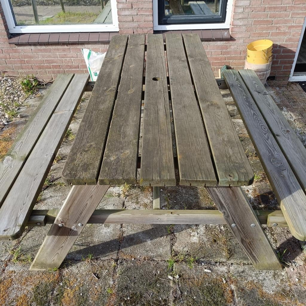 6 persoons picknicktafel, Ophalen, Zo goed als nieuw, Inklapbaar, Rechthoekig