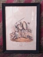 Anglo Saxon King antieke ingelijste ets uit Engeland 41 cm., Antiek en Kunst, Kunst | Etsen en Gravures, Ophalen of Verzenden