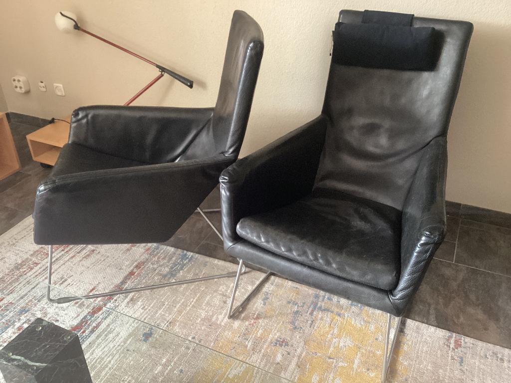 Fauteuil 2x, Huis en Inrichting, Fauteuils, Ophalen, Gebruikt, Minder dan 75 cm, Leer
