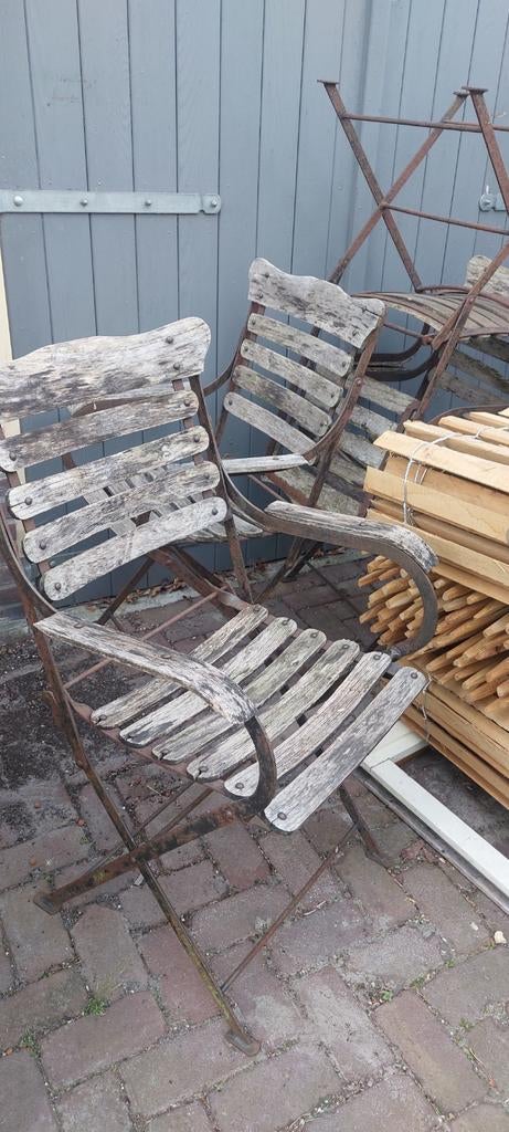 Franse bistro stoelen 4 stuks, Tuin en Terras, Tuinstoelen, Ophalen, Gebruikt, Metaal