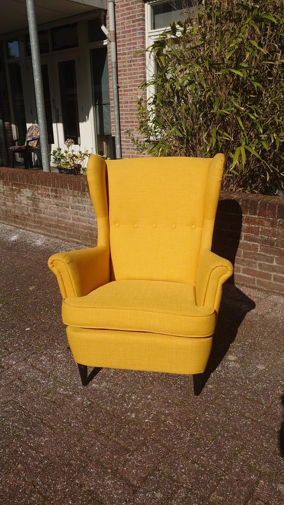 Strandmon IKEA fauteuil geel, Huis en Inrichting, Fauteuils, Ophalen, Stof