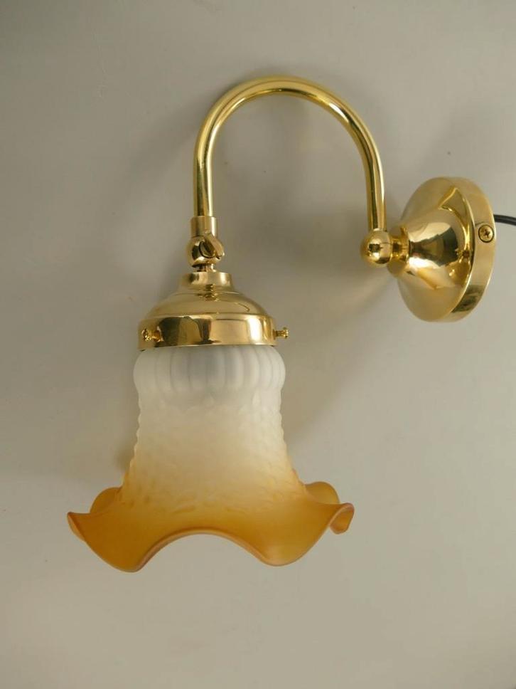 Wandlamp E14 Messing met Glazen Kap - Klassiek Design, Huis en Inrichting, Woonaccessoires | Wanddecoraties, Nieuw, Ophalen of Verzenden