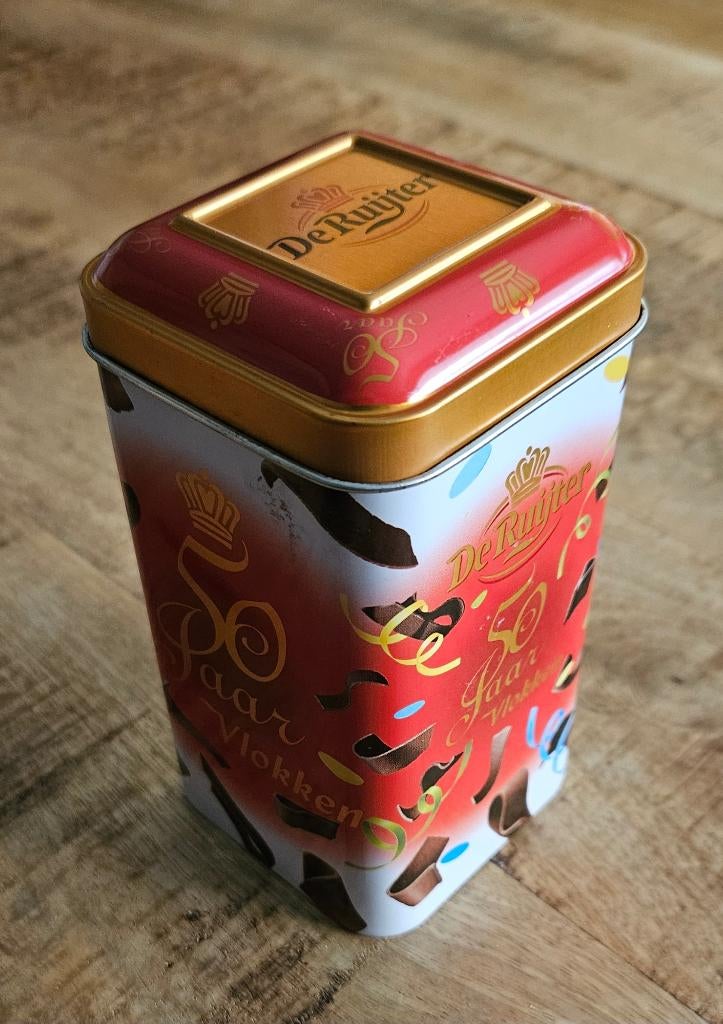 De Ruijter vlokken feestblik 50 jarig bestaan, gaaf, nieuw !, Verzamelen, Blikken, Ophalen of Verzenden, Nieuw, Overige, Overige merken